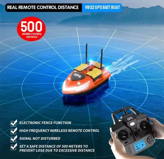 Лодки за захранка Лодка за захранка Flytec V802 Pro с GPS 160 точки + БОНУС водонепромокаем сак, зарядно 12V и резервни перки